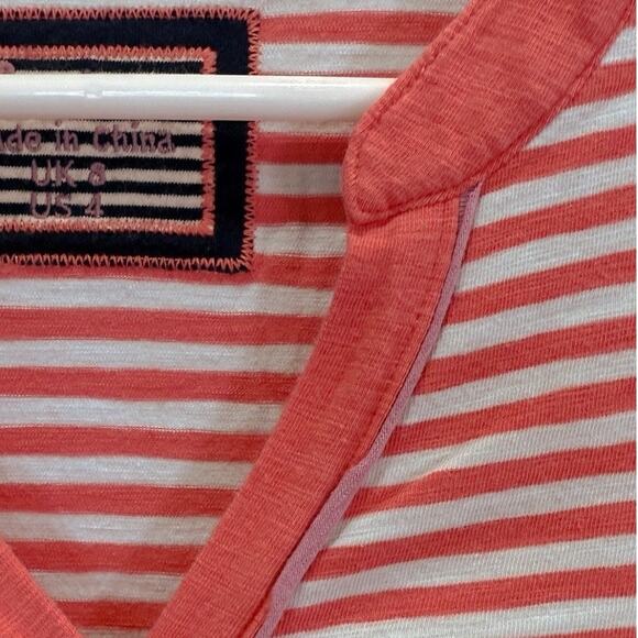 Boden V-Neck Top Size 4 Pink White Striped Cotton - Picture 4 of 12